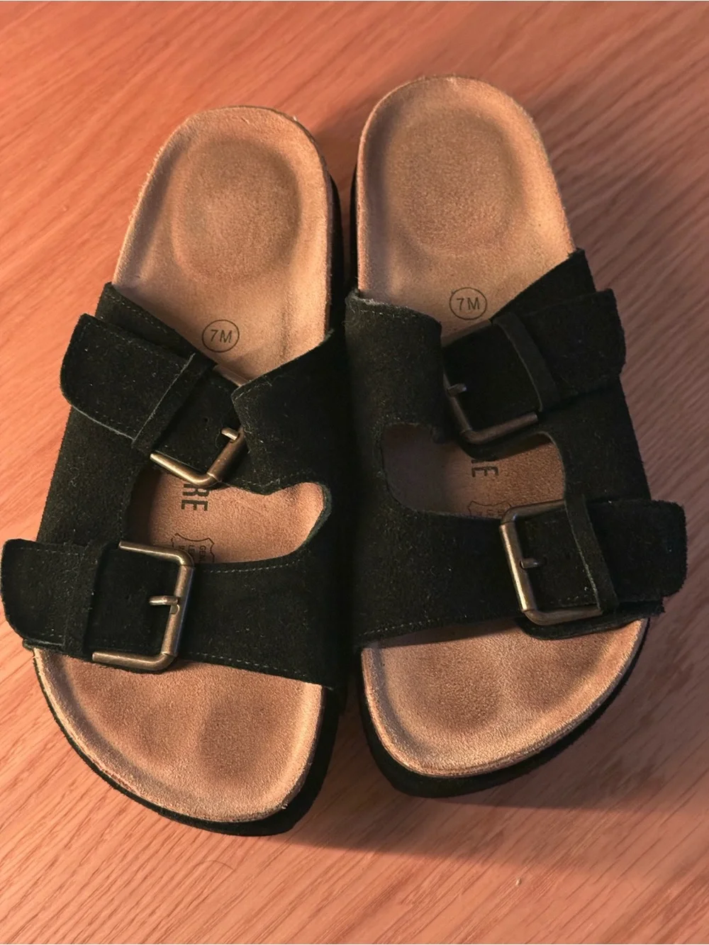 Black Platform Footbed Sandals Y2K Slides Birkenstocks Comfort Women’s 7 - Picture 2 of 4
